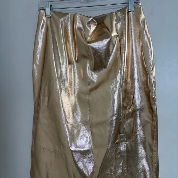 NWT Worthington Rose Gold Metallic Pencil Skirt - Picture 2 of 6